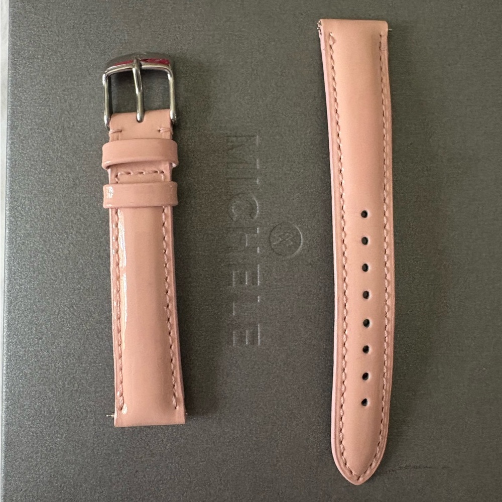 Michele pastel pink patent leather  16mm watch strap